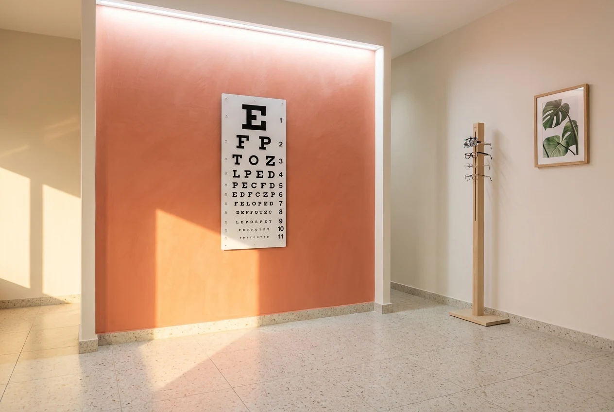 An eye test sight chart used in optometry to assess visual acuity and detect vision problems.