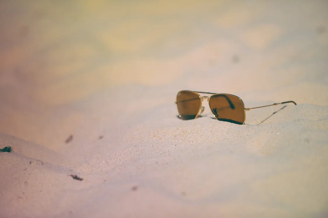 Sunglasses on a sunny tropical beach
